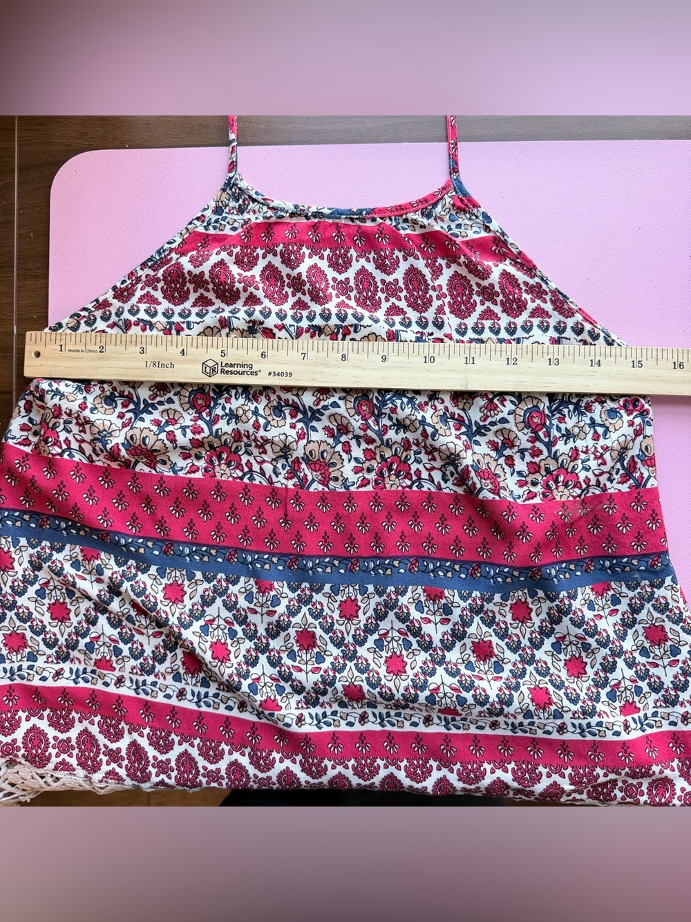 BE COOL Red, Blue and White Crochet-Hem Halter Tank - Picture 3 of 6